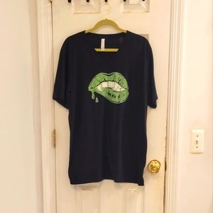 Bella Canvas Green Drip Lip Graphic Tee Shirt XL